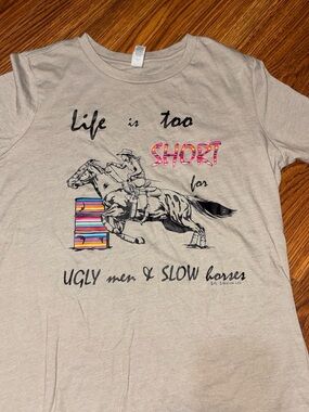 Bella Canvas Beige Graphic Tee with Pink Accent
